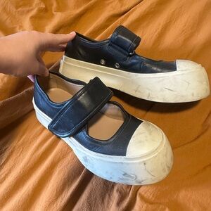 Marni Black and Cream Platform Sneakers